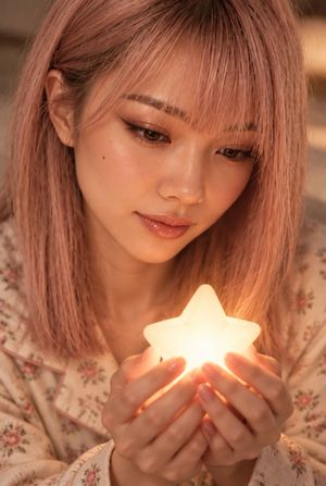 可愛星星夜燈人像對比 - 1