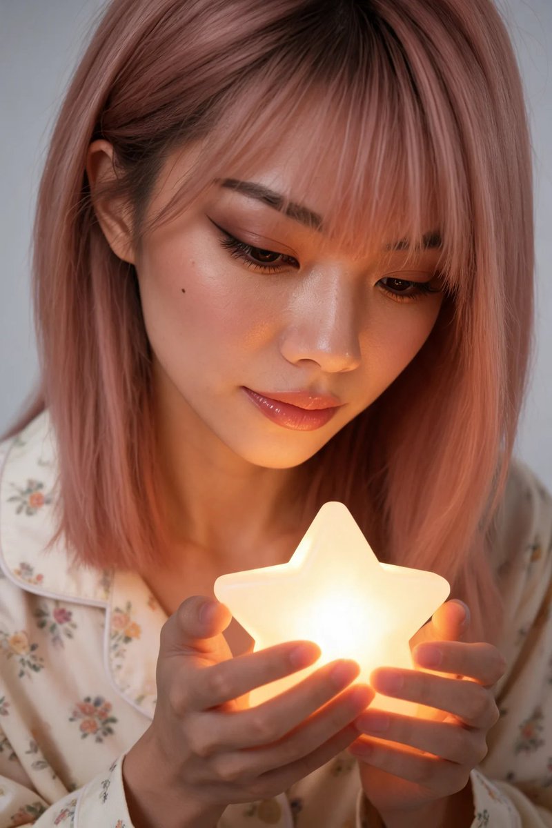 可愛星星夜燈人像對比