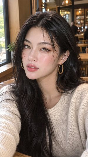 超寫實咖啡廳美女肖像