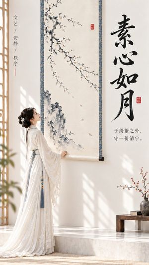 禪意東方極簡卷軸海報