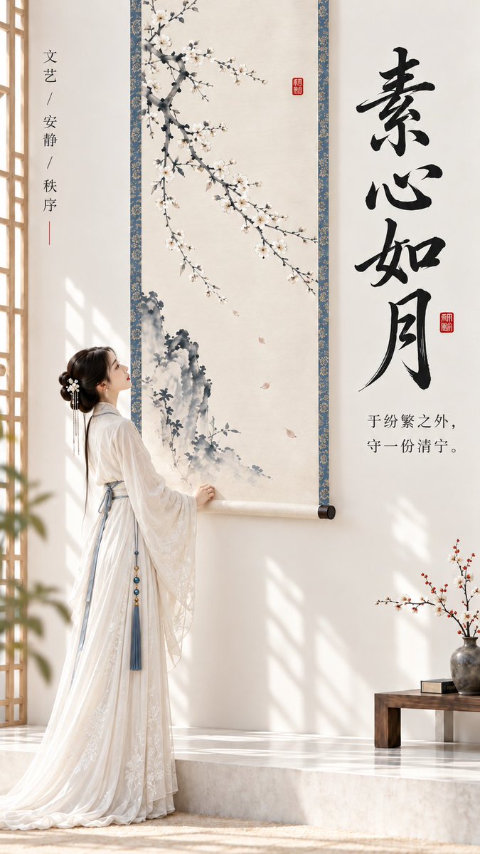 禪意東方極簡卷軸海報