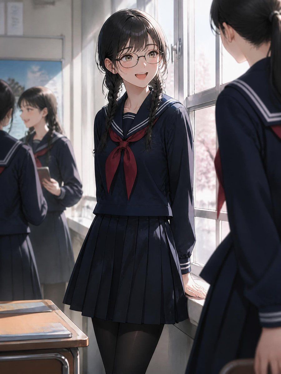 穿校服的女動漫角色