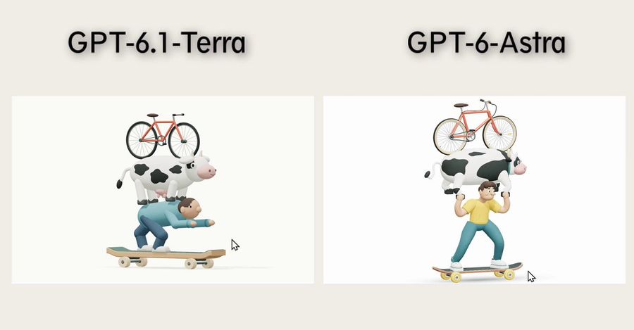 3D Cycle-Cow-Human-Skateboard Model Prompt