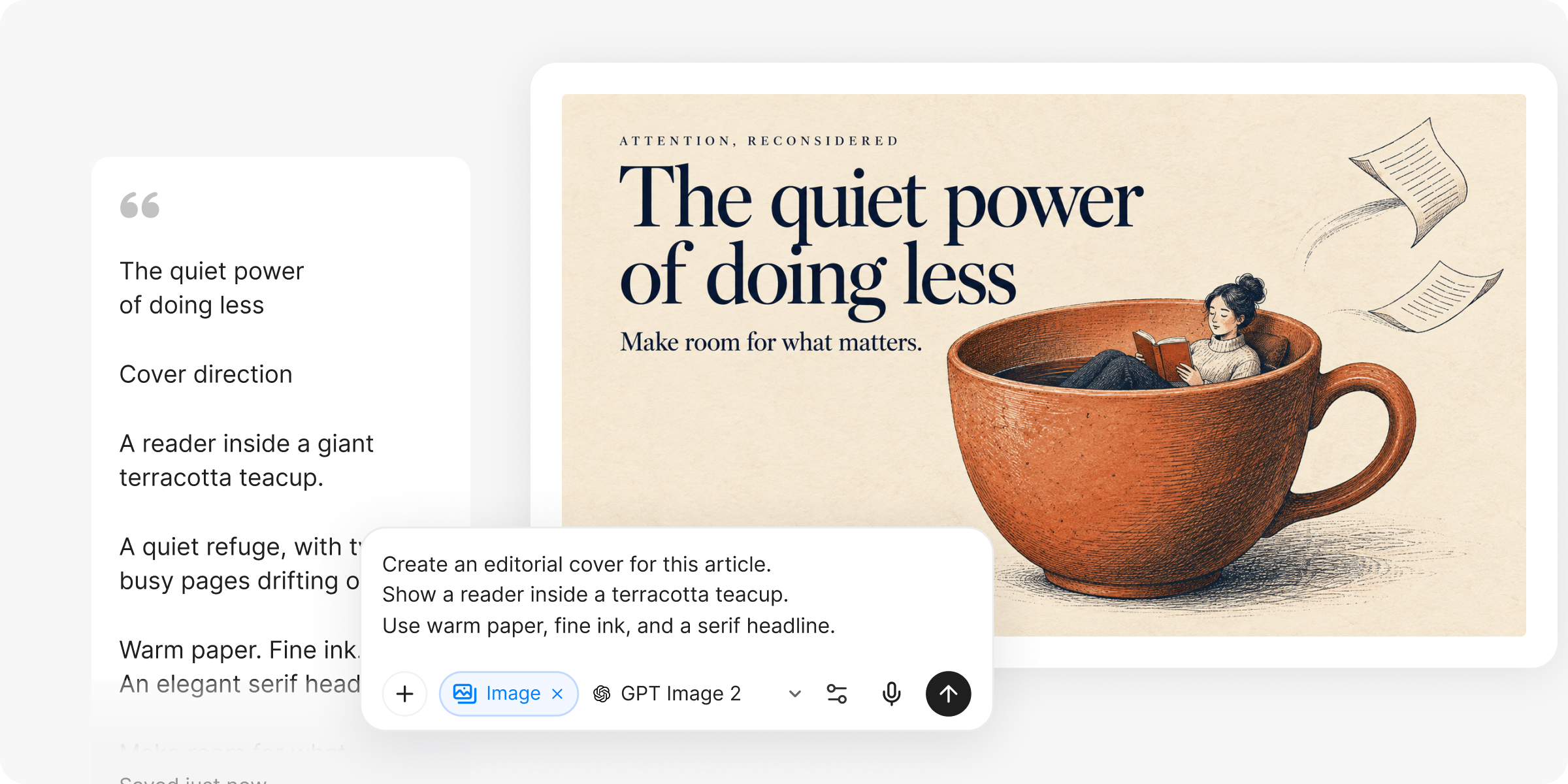 مخطط مقال ووصف لتوليد الصور بجانب غلاف تم إنشاؤه.