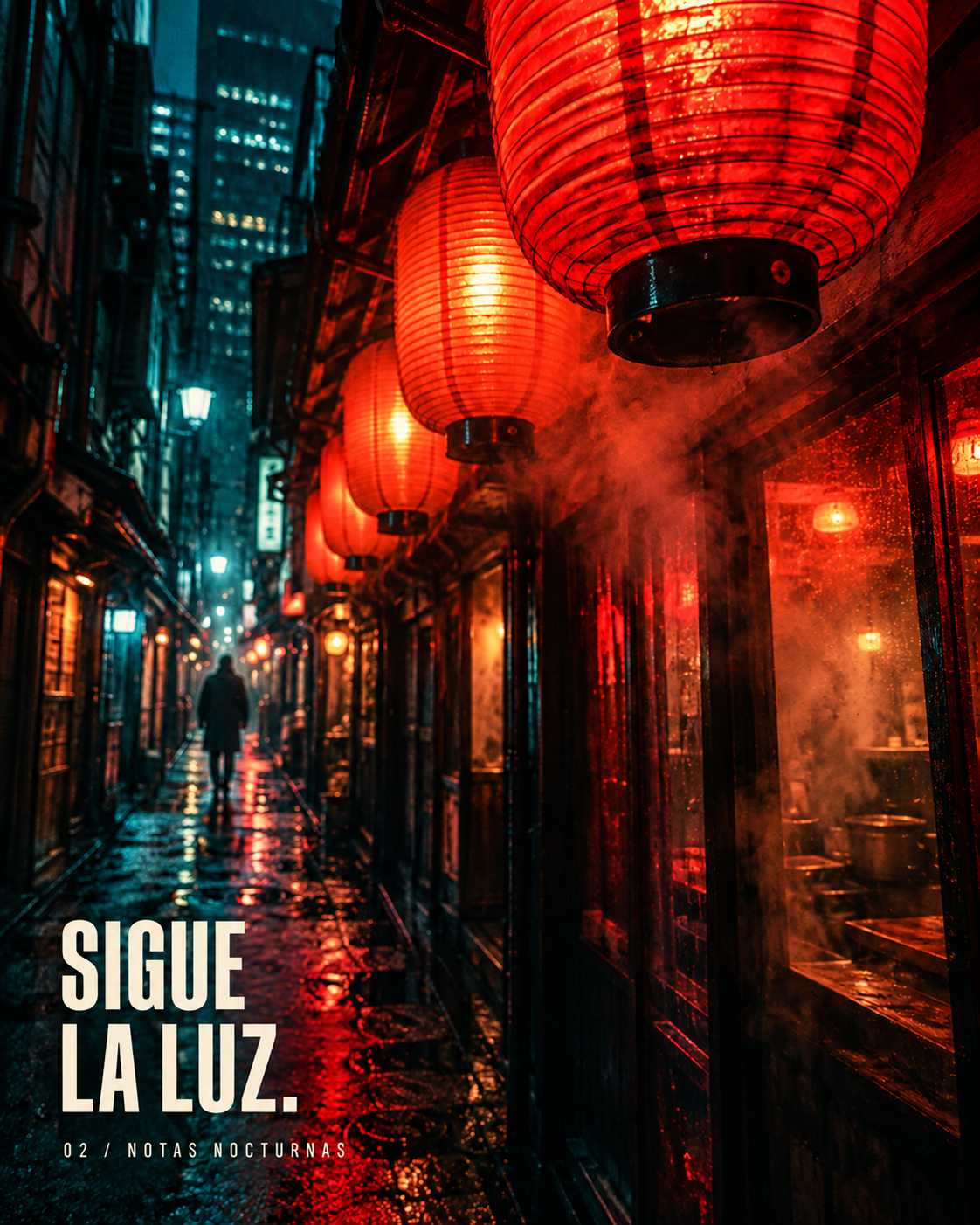 Sigue la luz: un callejón de Tokio iluminado por faroles