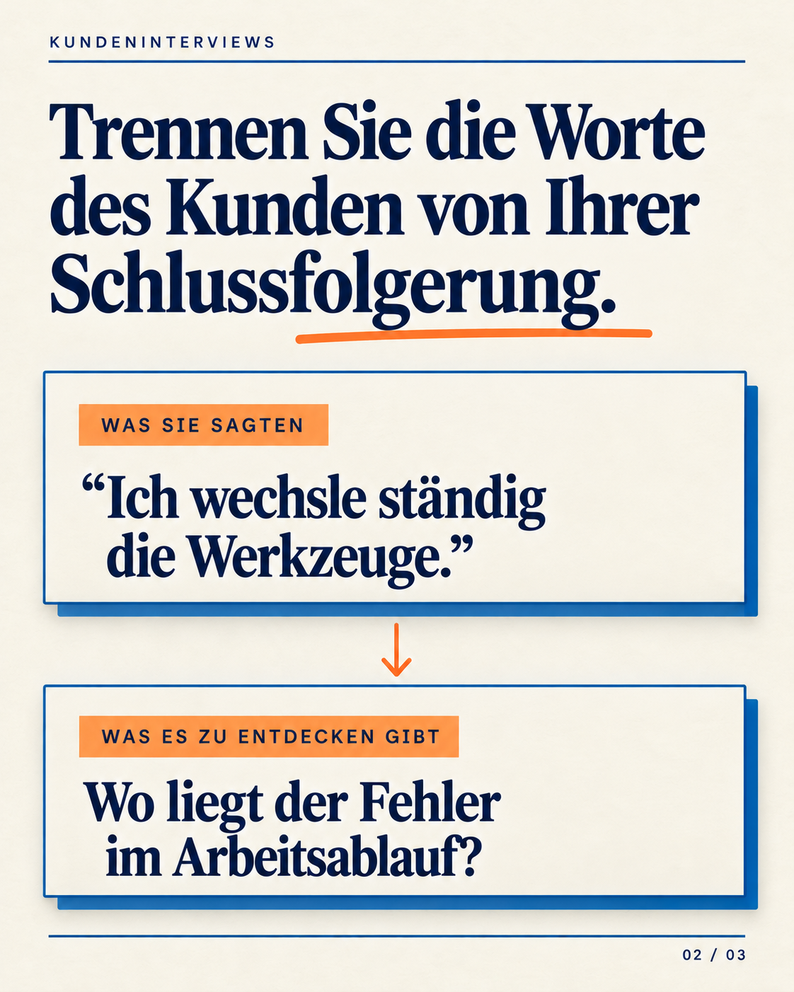 Karussellseite: Trennen Sie das Zitat von der Schlussfolgerung.