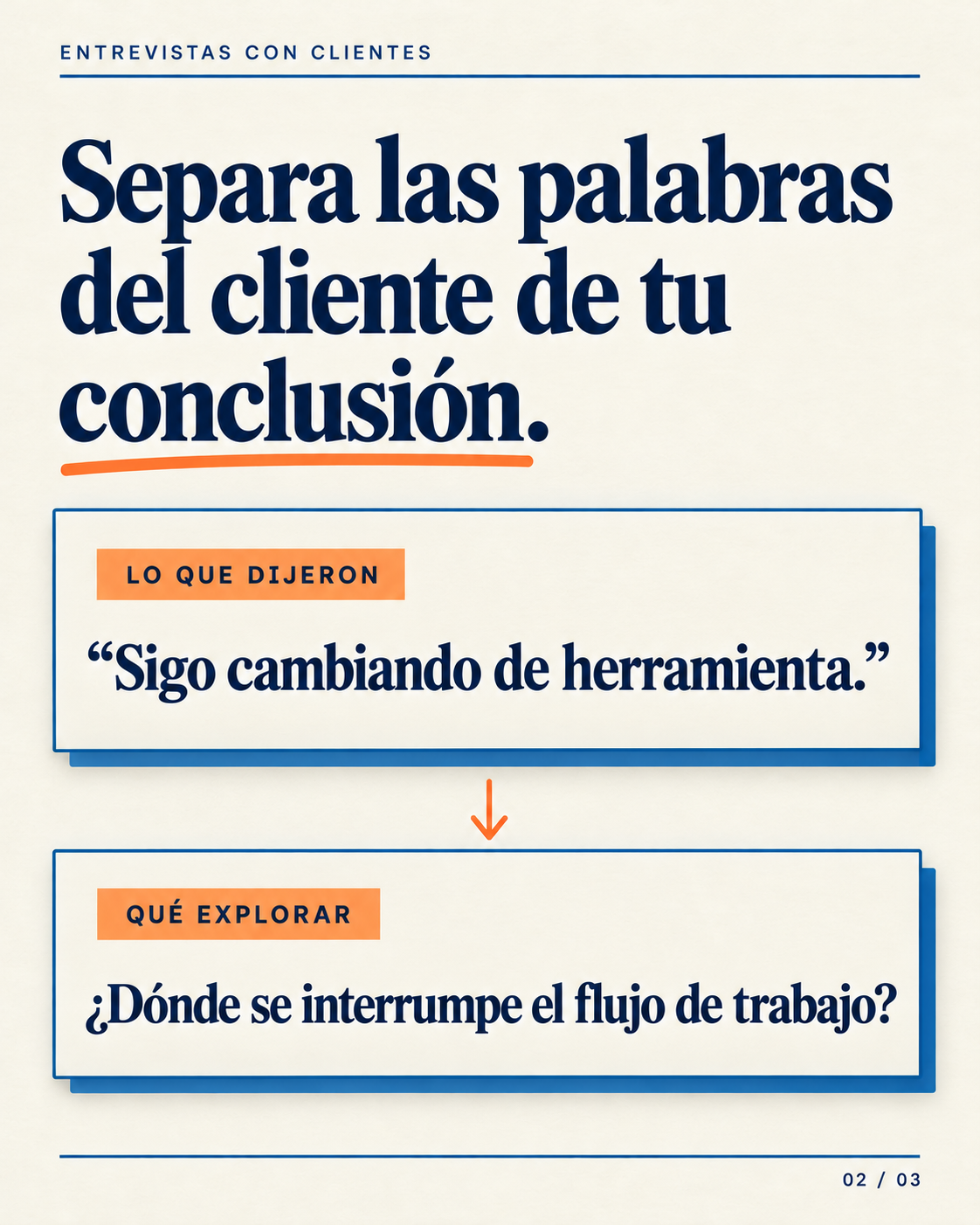 Página de carrusel: Separe la cita de la conclusión.