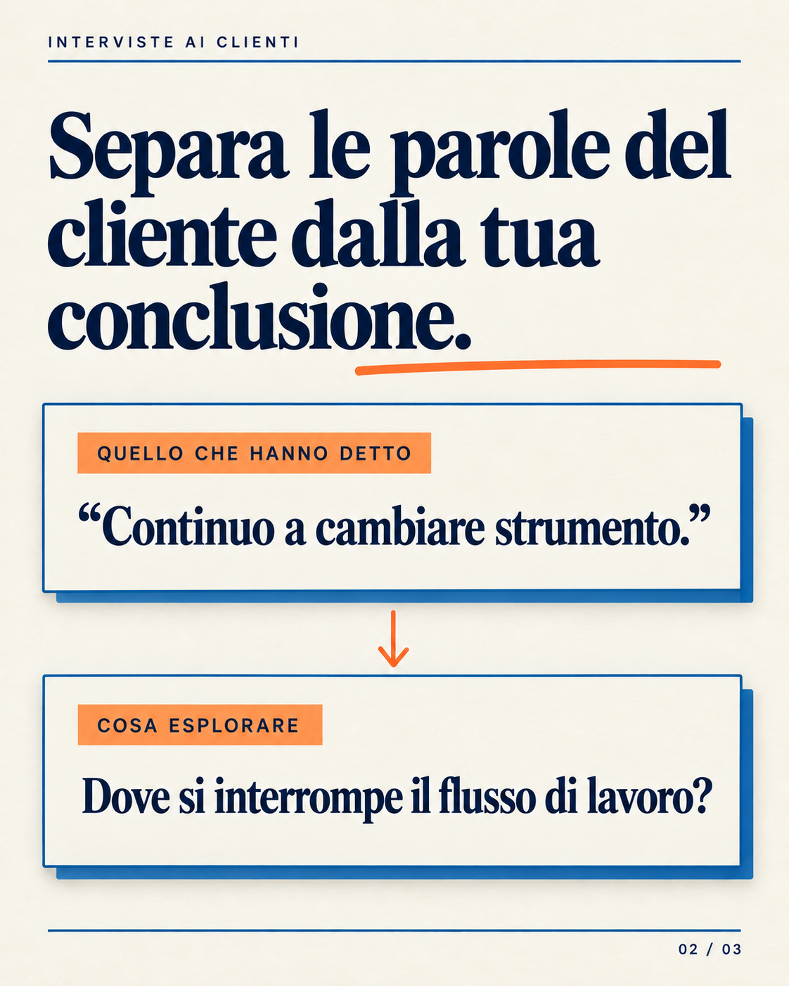 Pagina carosello: separare la citazione dalla conclusione.