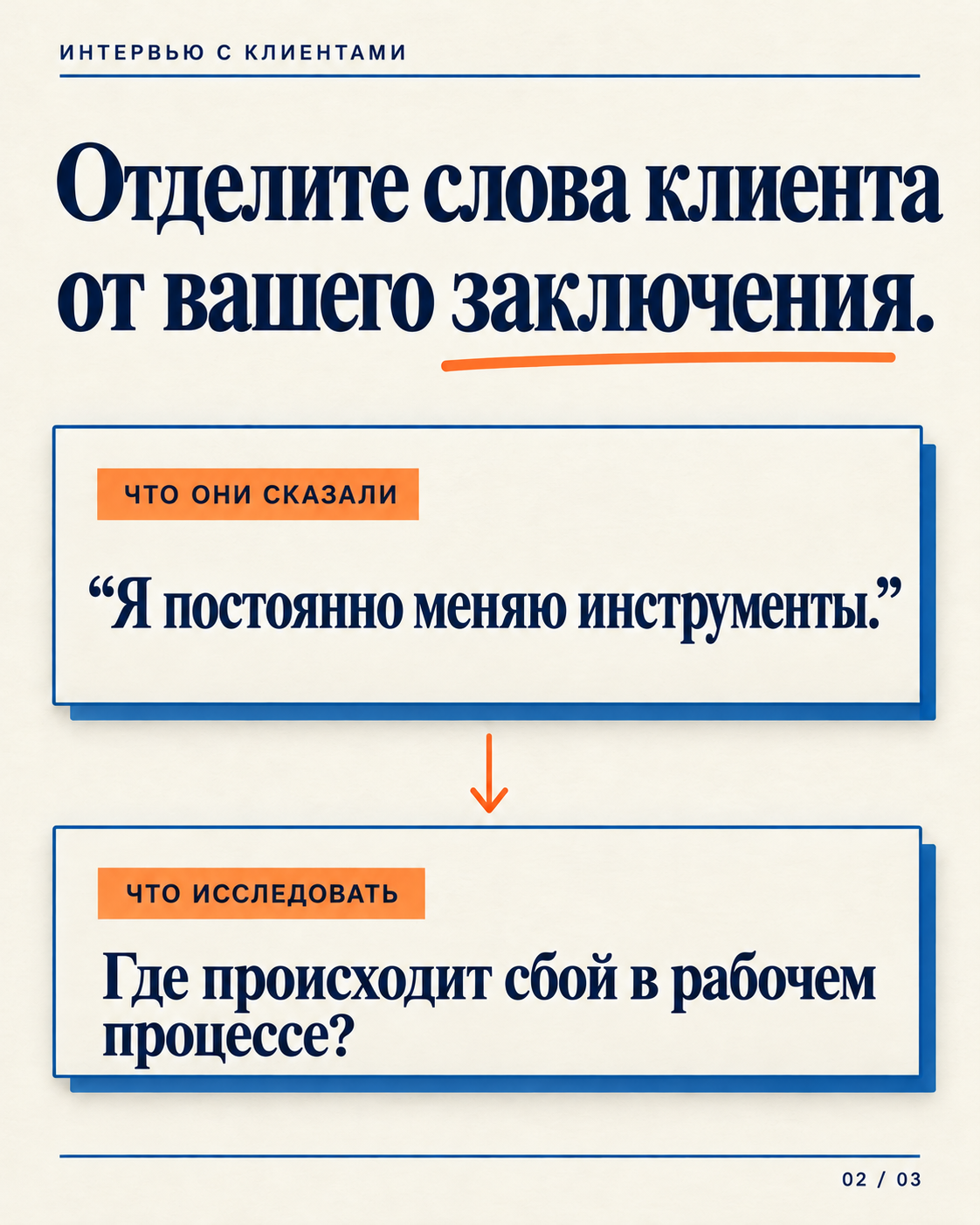 Страница-карусель: отделите цитату от заключения.
