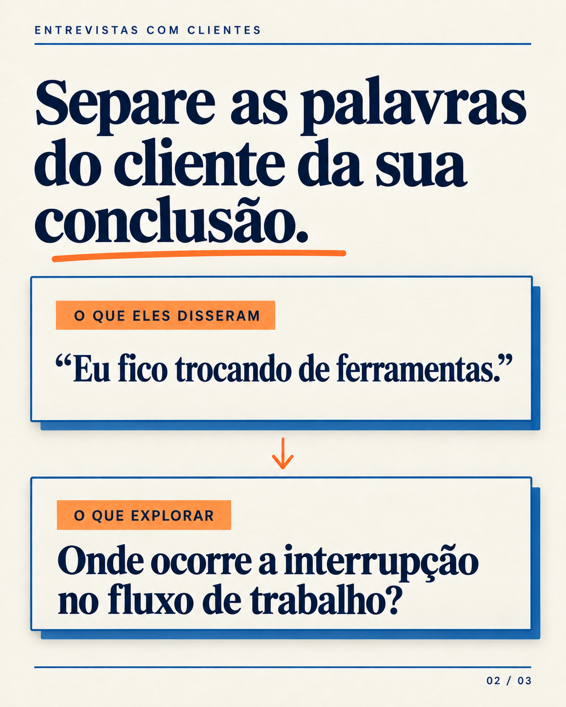 Página do carrossel: Separe a citação da conclusão.
