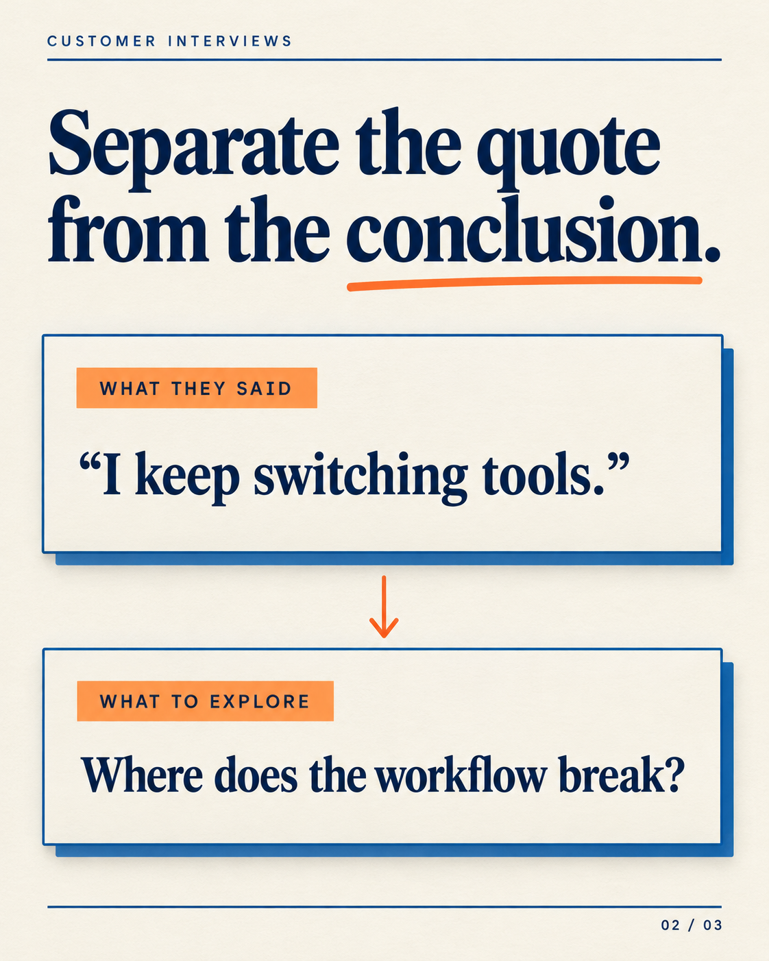 Carousel page: Separate the quote from the conclusion.