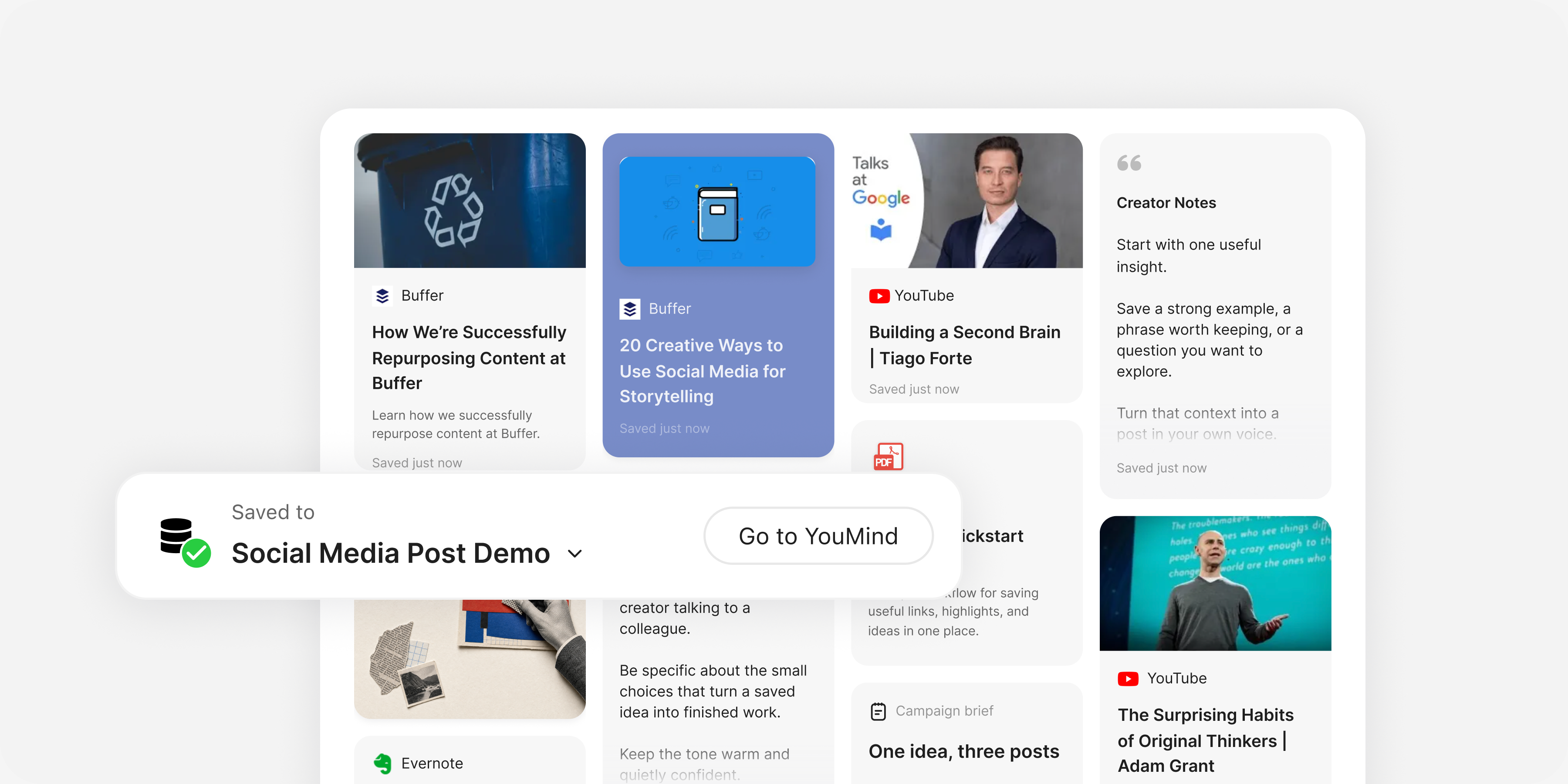 Collect articles, notes, and reference material on a YouMind Board