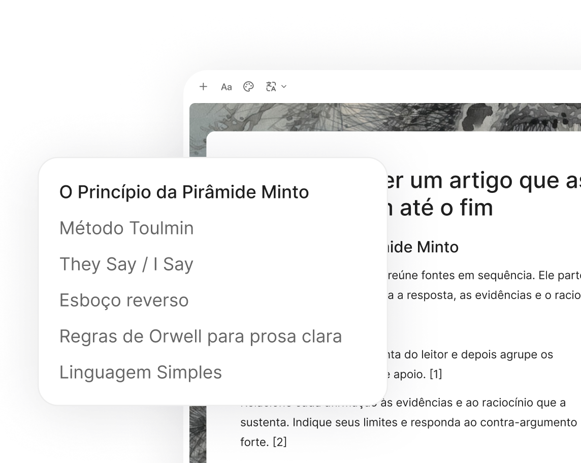 Um esboço de artigo editável ao lado de uma tarefa de redação do YouMind
