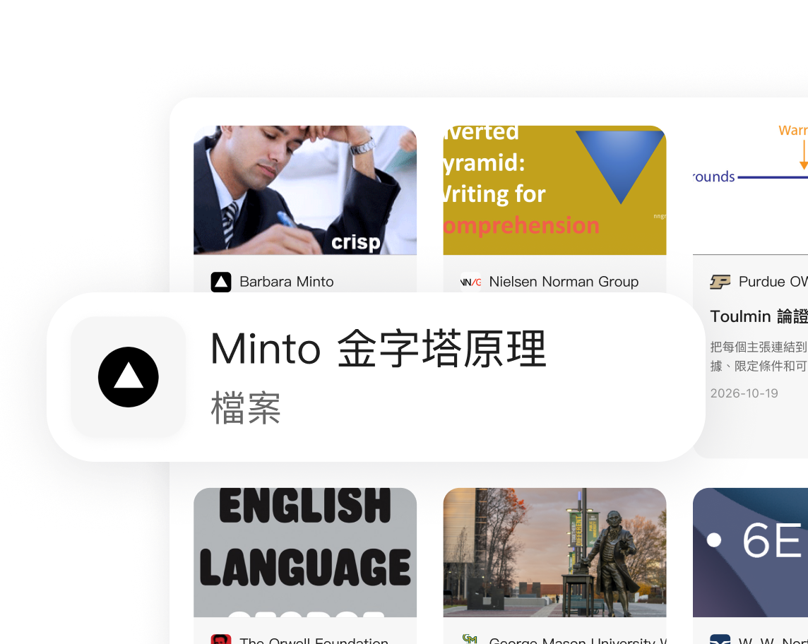 收集的資料卡片和附加到文章任務中的檔案