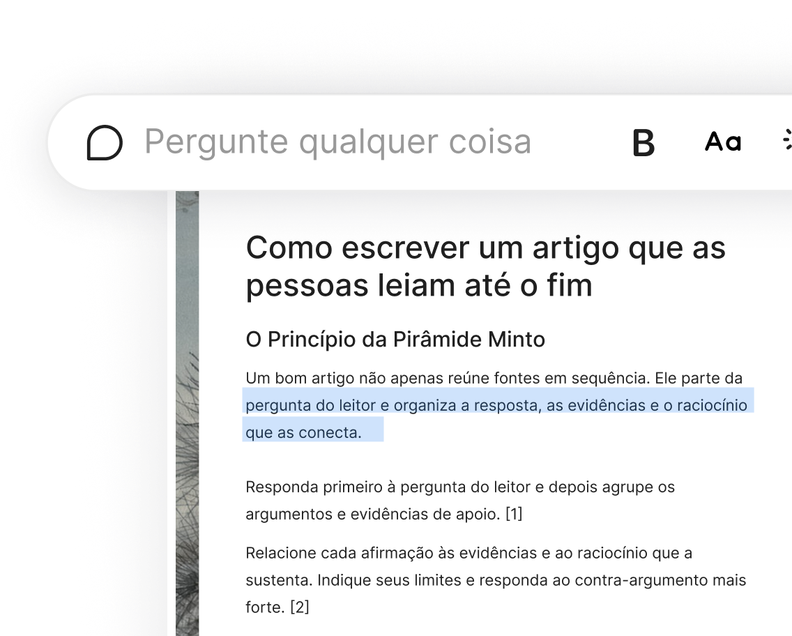 Texto do artigo selecionado com um prompt de reescrita embutido