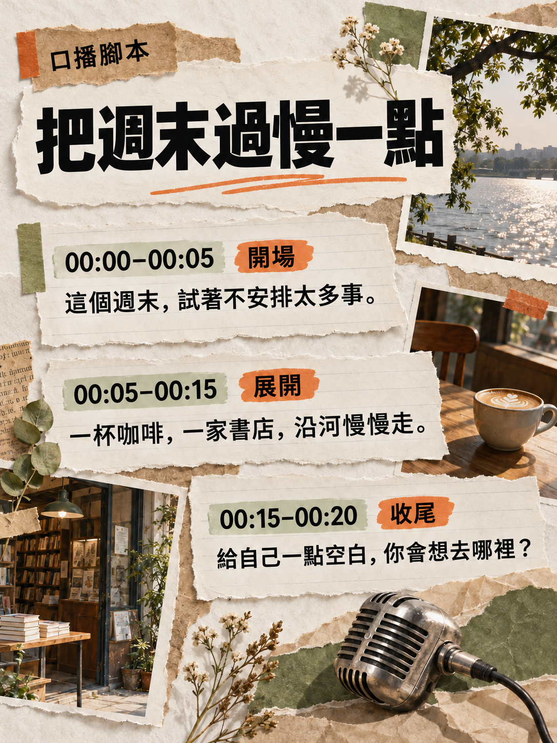 週末口播腳本：開場、展開、收尾與對應時間段
