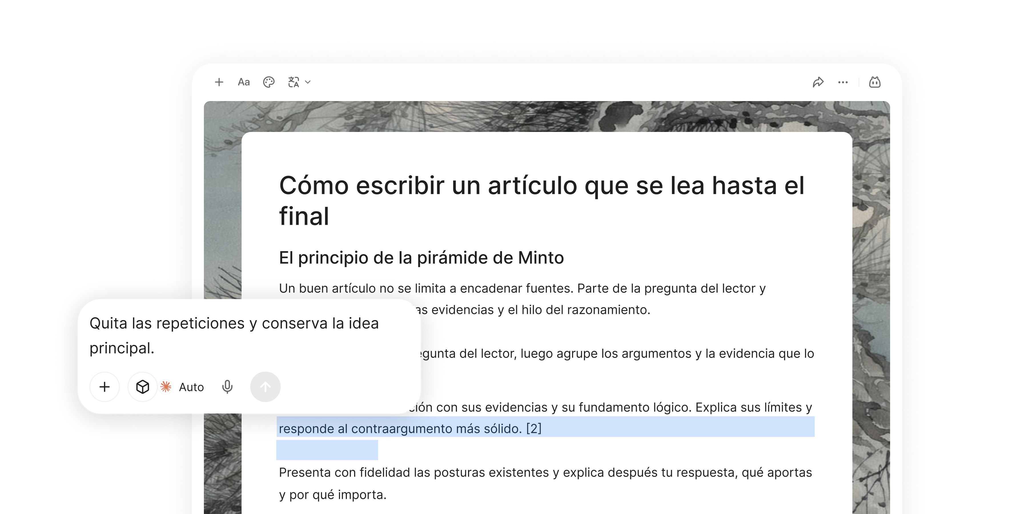 Escribir — Páginas web, videos, podcasts, notas y conversaciones de IA recopiladas guardadas juntas en un espacio de trabajo de YouMind