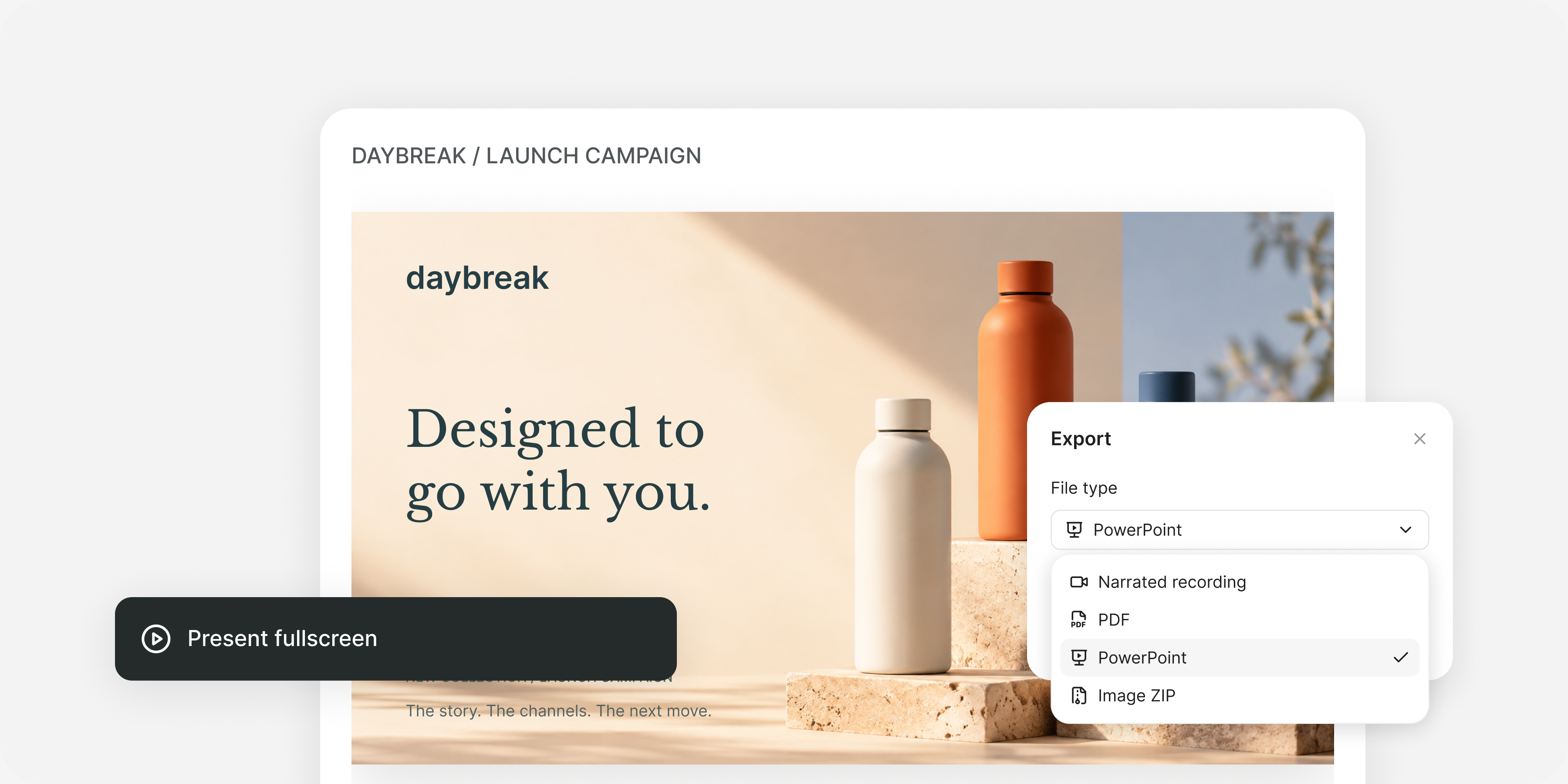 YouMind 中已完成的 Daybreak 市場推廣 PPT,可直接用於會議。