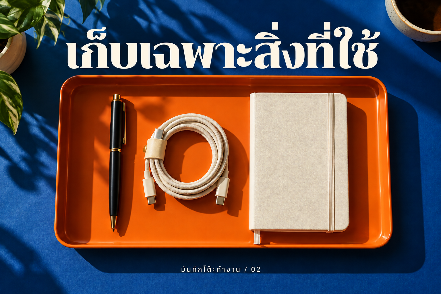 เก็บสิ่งที่ใช้ ถาดใส่ปากกา สายไฟ และสมุด