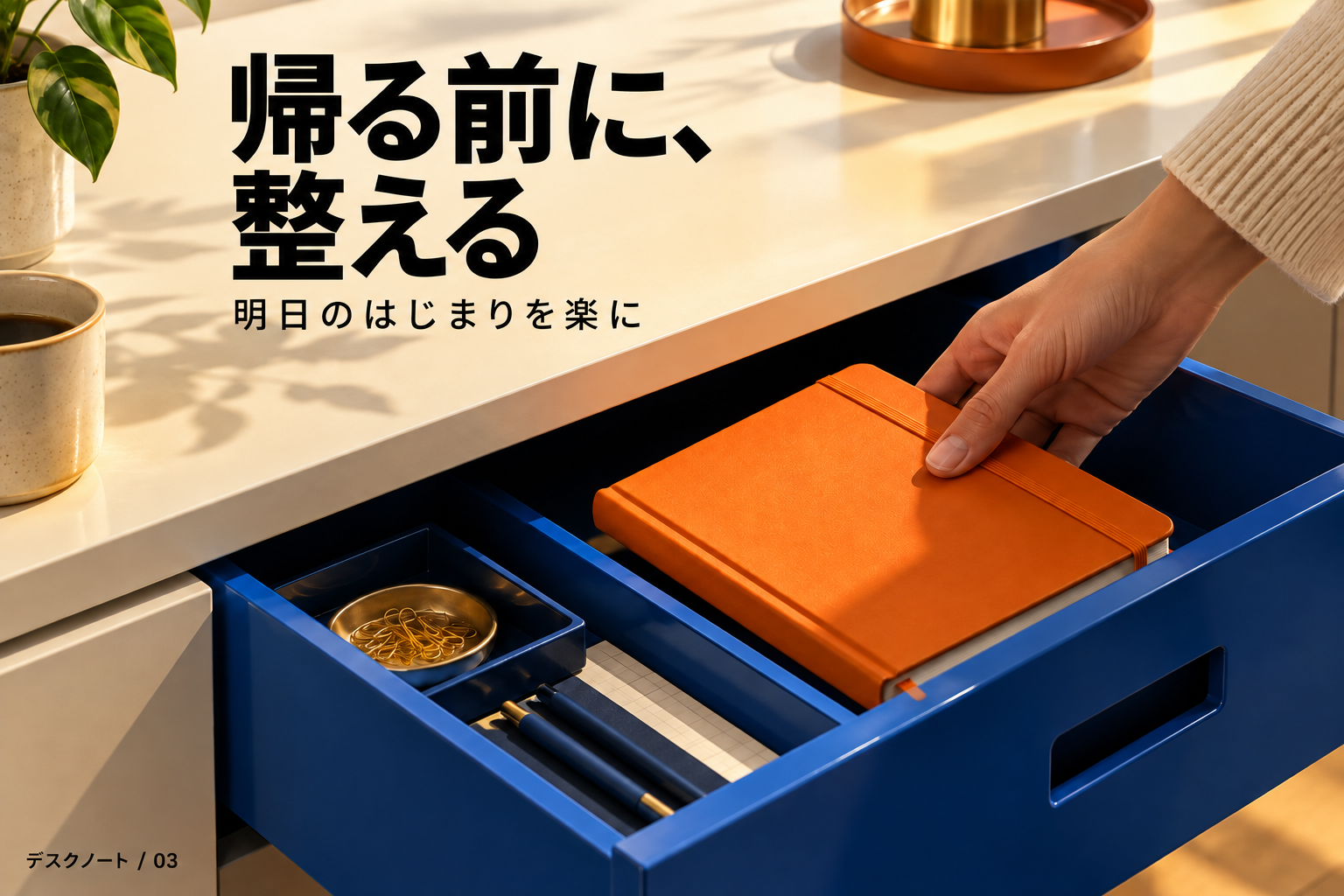 帰る前に整える。ノートを引き出しにしまう。