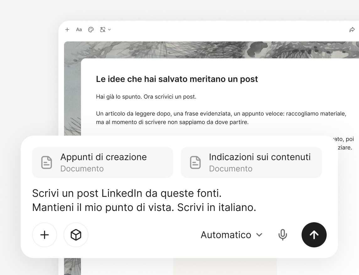 Crea una bozza dalle fonti salvate