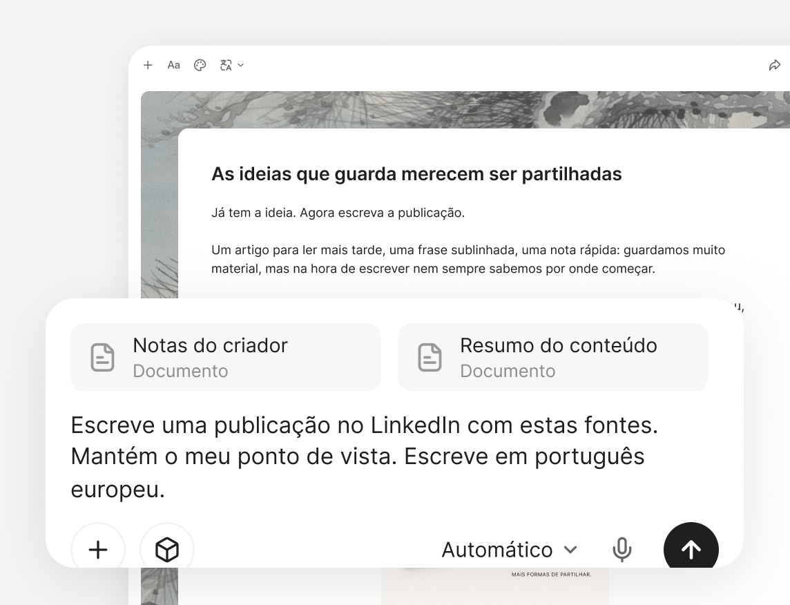 Crie rascunhos a partir de fontes guardadas